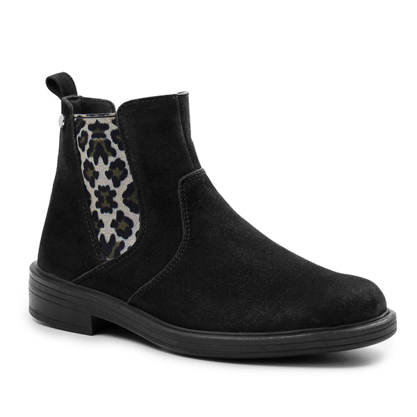 Minfot Bou Chelsea Boots med zip Stretch Nubuck Sort Leopard