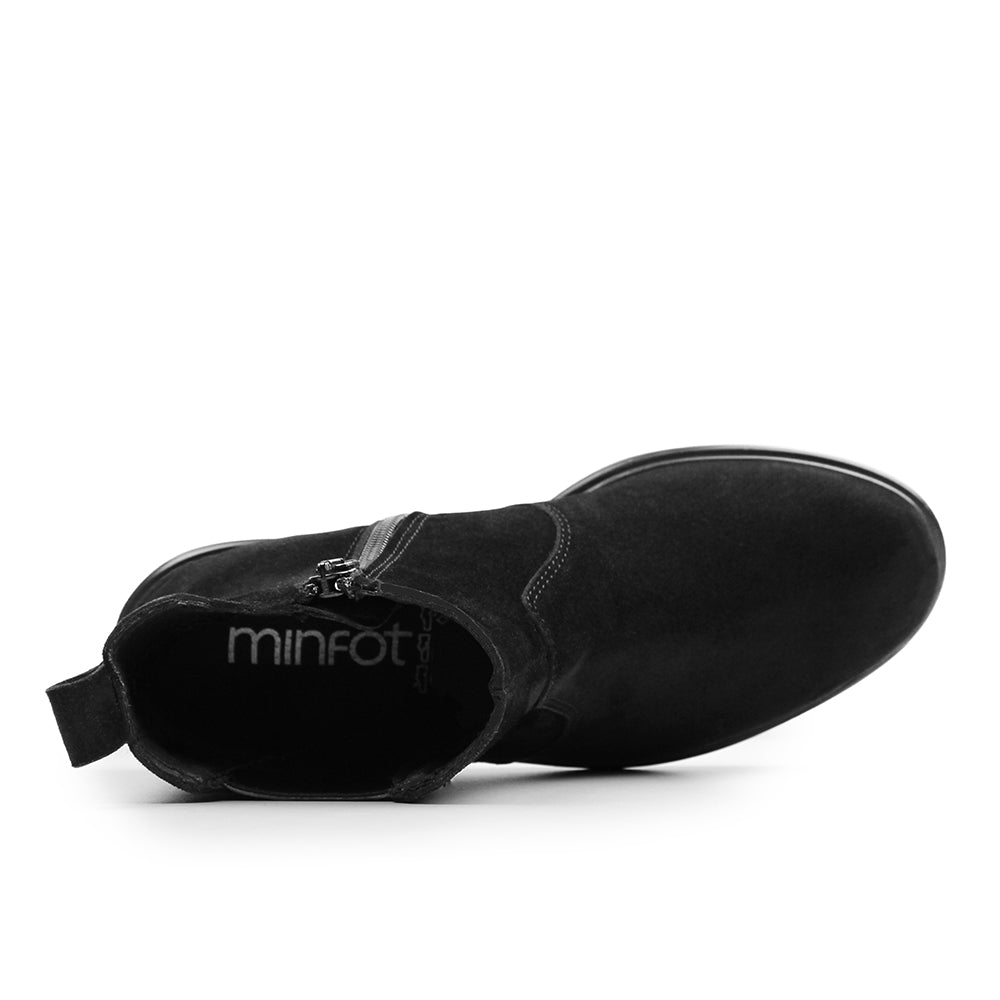 Minfot Bou Chelsea Boots med zip Stretch Nubuck Sort Leopard