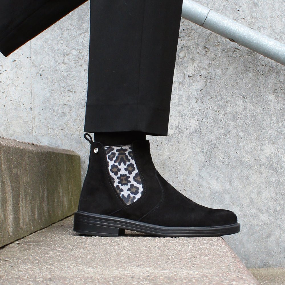 Produktbild 2 - Minfot Bou Chelsea Boots med zip Stretch Nubuck Sort Leopard