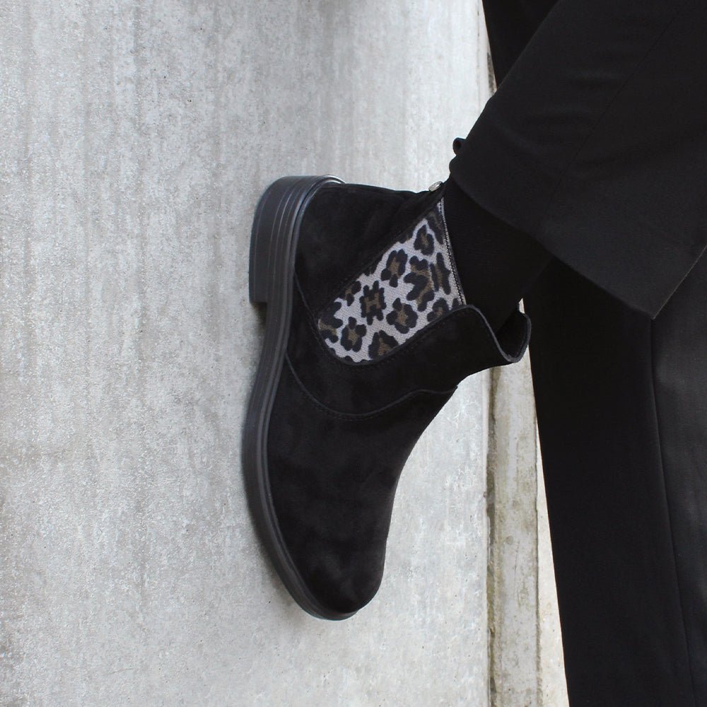 Produktbild 12 - Minfot Bou Chelsea Boots med zip Stretch Nubuck Sort Leopard