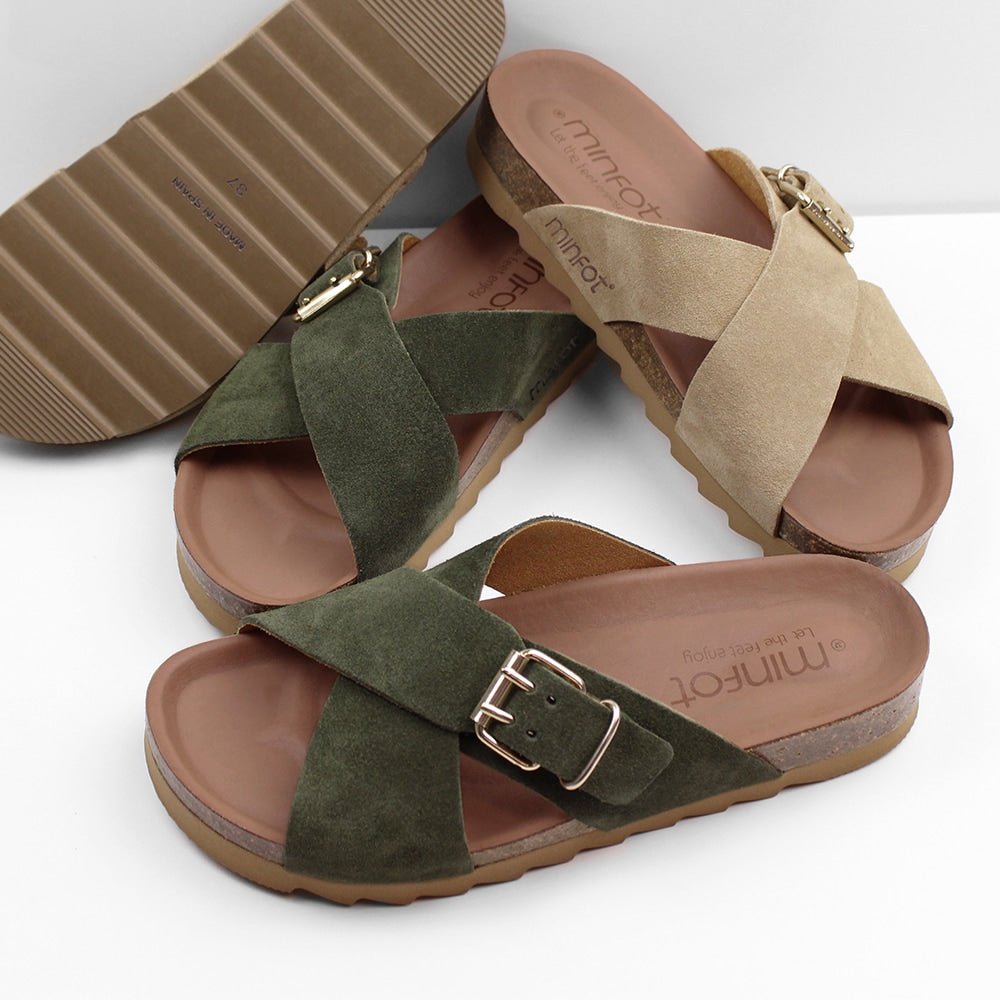 Minfot Cross Sandaler Dame Ruskind Grøn