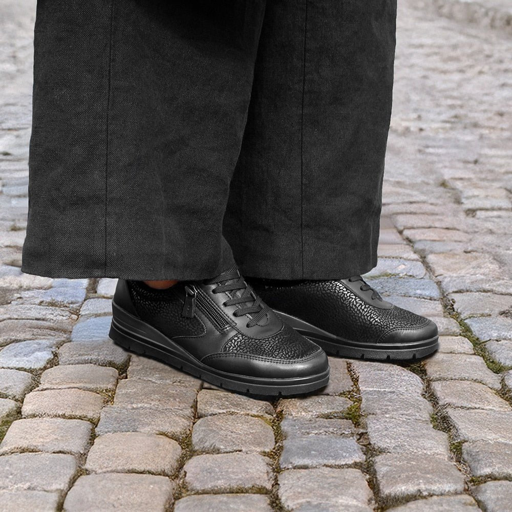 Produktbild 2 - Minfot Elin Stretch Bred Skocons Dragkedje Læder Sort