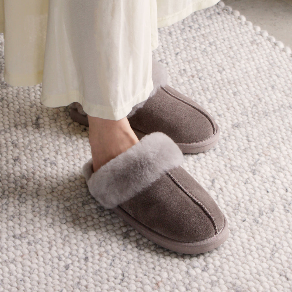Minfot Hjemmesko Fåreskind Slip-on Duved med sål Stone
