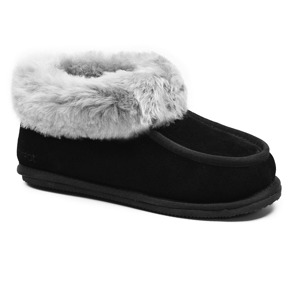 Minfot Hjemmesko Fåreskind Koster med sål Sort