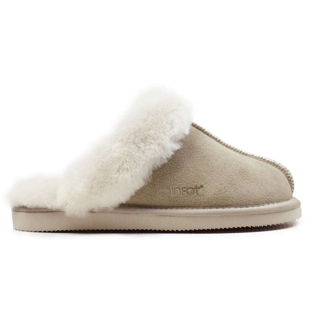 Produktbild 3 - Minfot Fårskinnstofflor Slip-On Duved med sula Beige