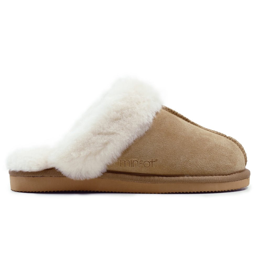 Produktbild 3 - Minfot Fårskinnstofflor Slip-On Duved med sula Chestnut