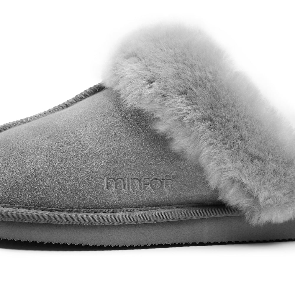 Produktbild 9 - Minfot Fårskinnstofflor Slip-on Duved med sula Ljusgrå