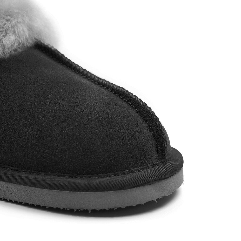 Minfot Hjemmesko Fåreskind Slip-on Duved med sål Sort