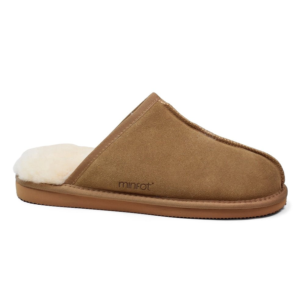 Minfot Hjemmesko Fåreskind Slip-on Orust med sål Chestnut