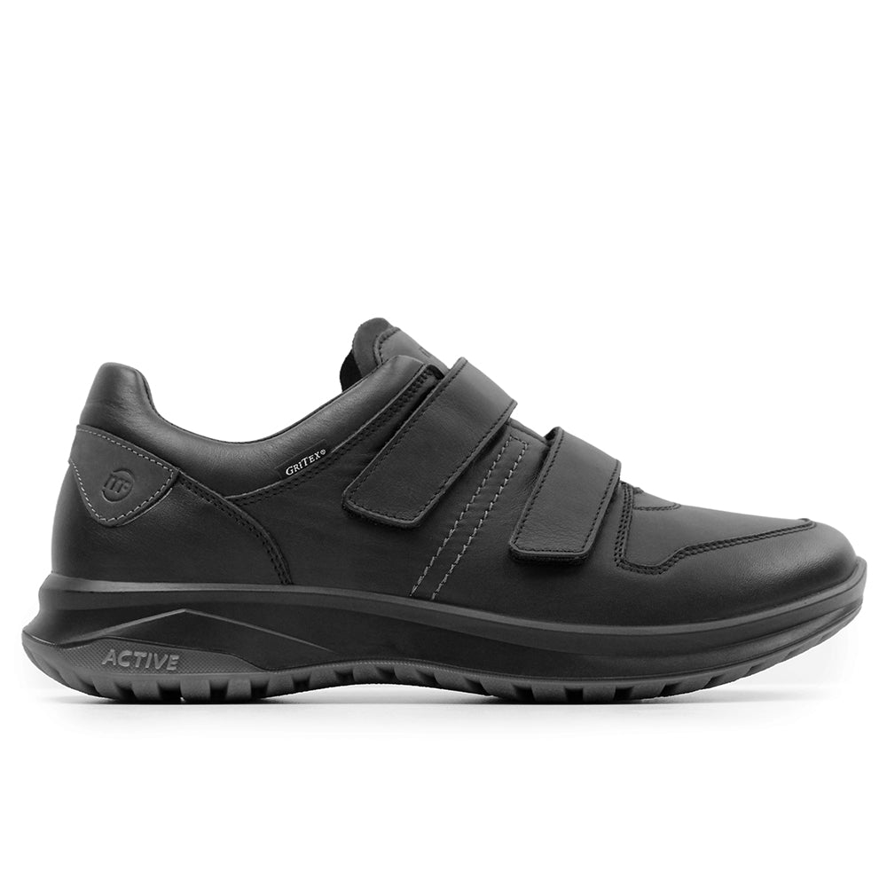 Minfot Grip Sko med Velcro Herre Vandafvisende TEX Skind Sort
