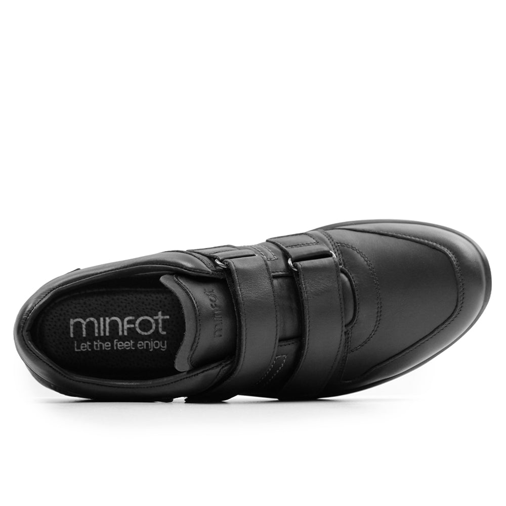 Minfot Grip Sko med Velcro Herre Vandafvisende TEX Skind Sort