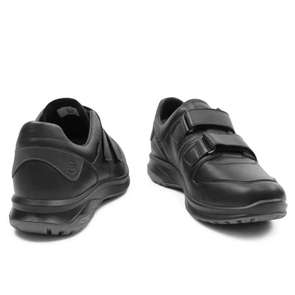 Minfot Grip Sko med Velcro Herre Vandafvisende TEX Skind Sort