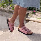 Minfot Lo Biosandaler Dame Ruskind Anatomisk 3-remme Rosa