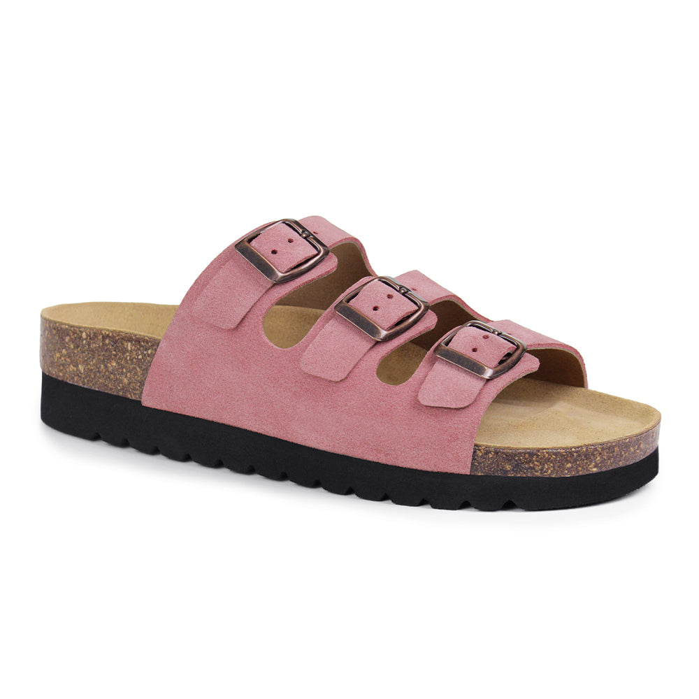 Minfot Lo Biosandaler Dame Ruskind Anatomisk 3-remme Rosa