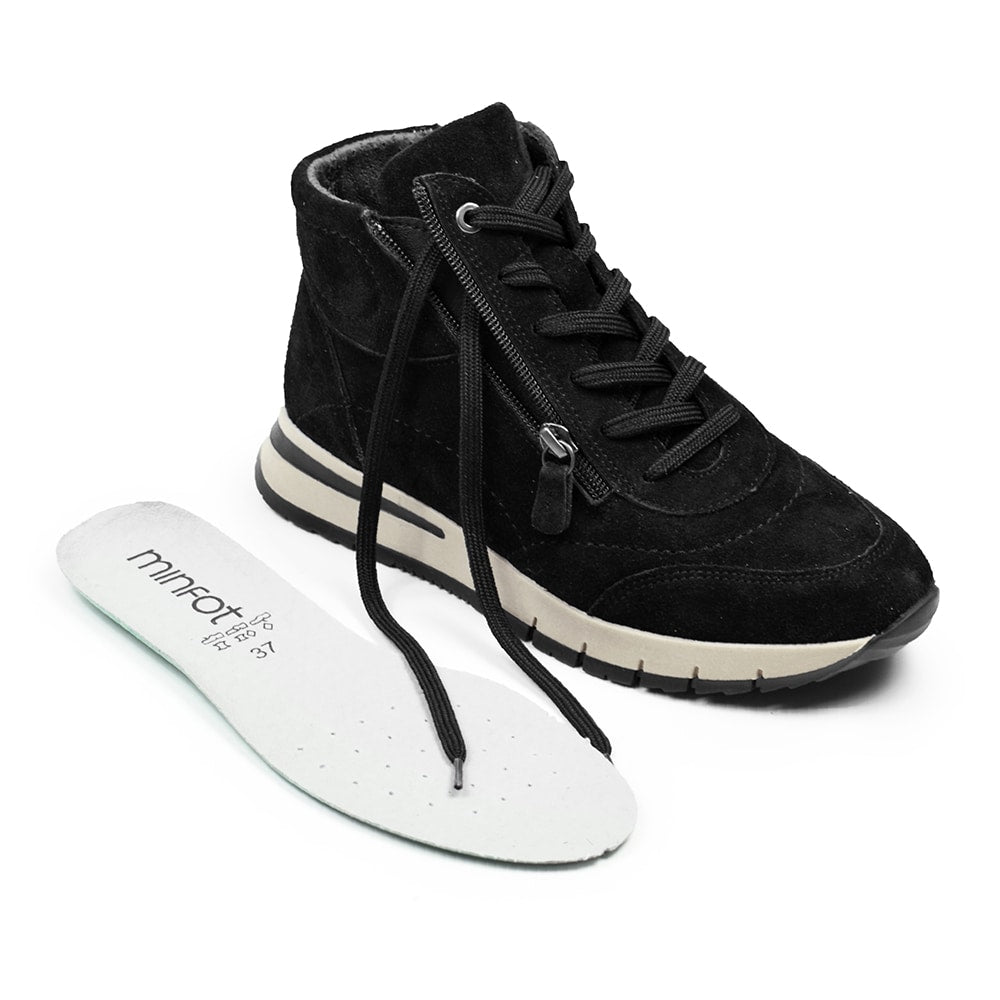 Minfot Luna Høy Sneaker Ruskind Sort