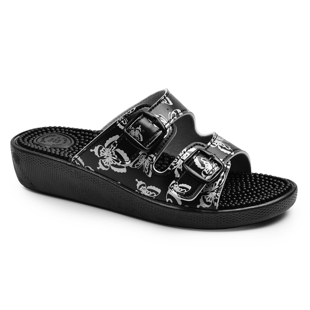 Minfot Massage Sandaler Fjäril Svart