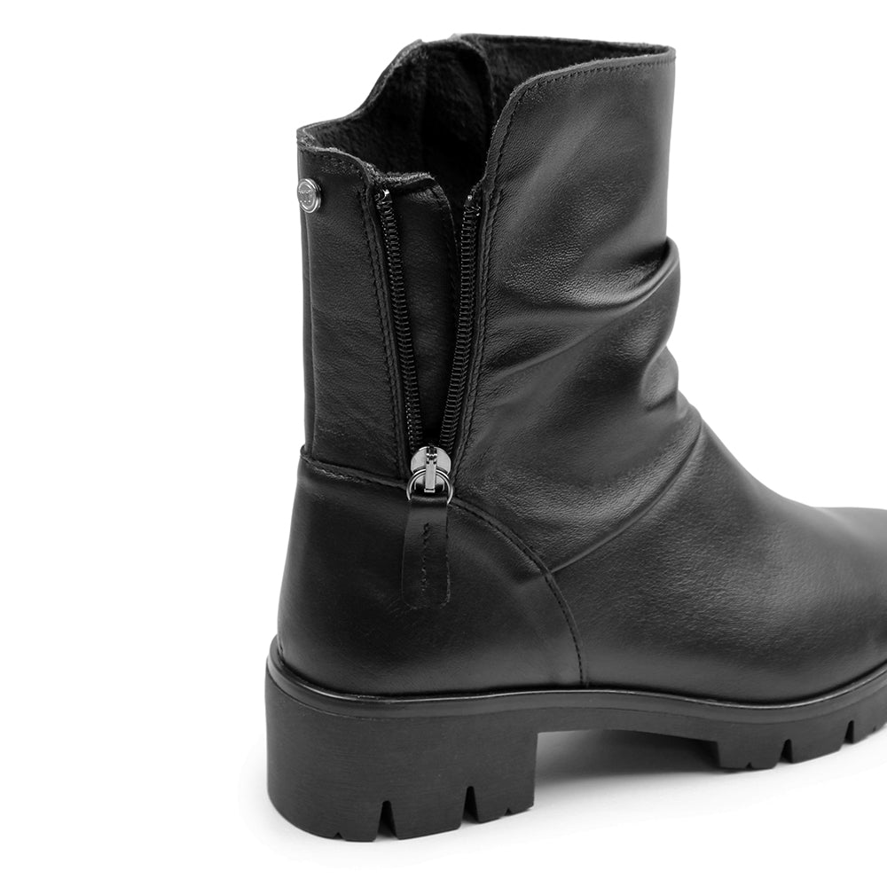 Minfot Noa Boots med Zip Stretch Læder Sort