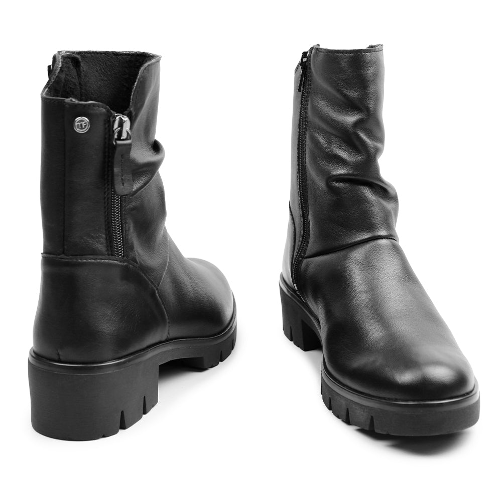 Minfot Noa Boots med Zip Stretch Læder Sort