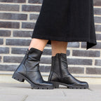 Minfot Noa Boots med Zip Stretch Læder Sort