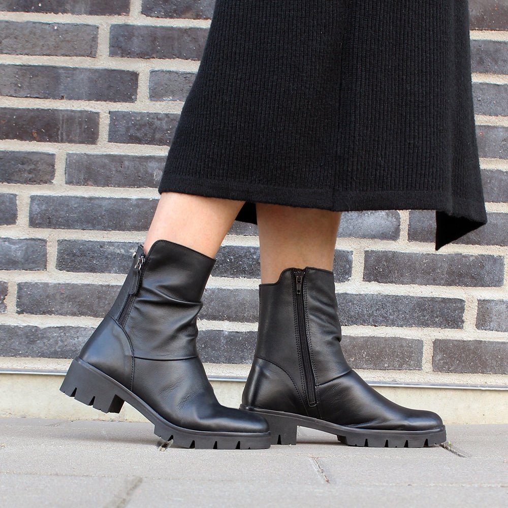 Minfot Noa Boots med Zip Stretch Læder Sort