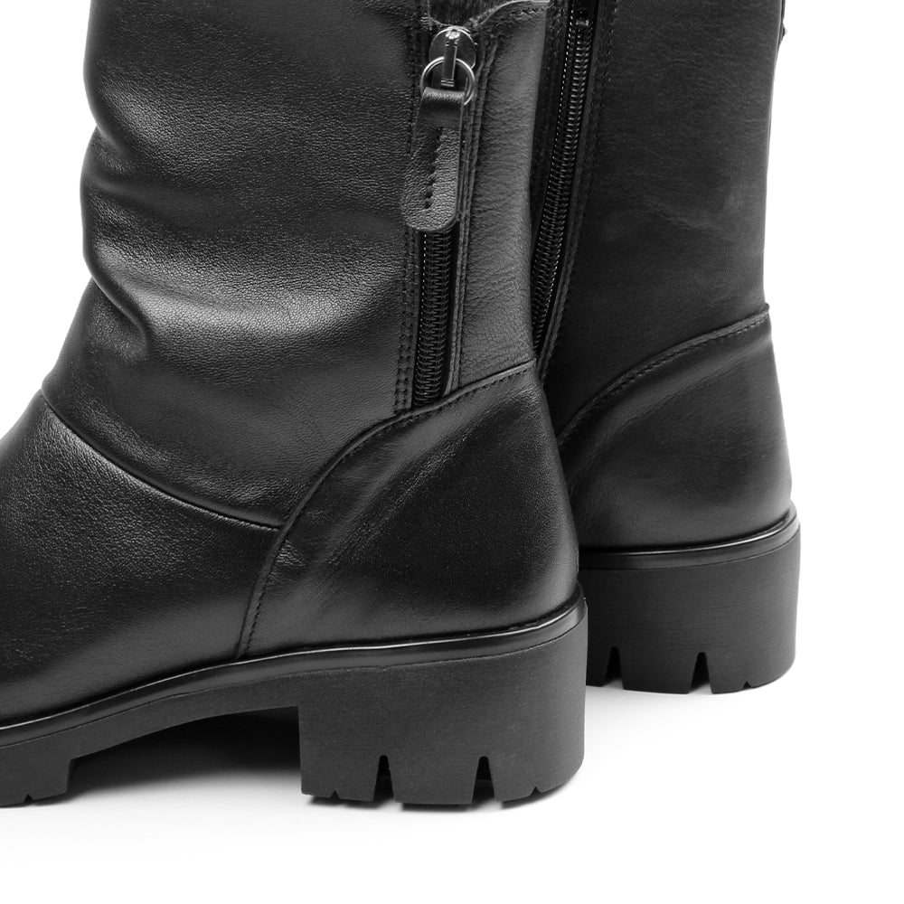 Minfot Noa Boots med Zip Stretch Læder Sort