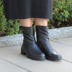 Minfot Noa Boots med Zip Stretch Læder Sort