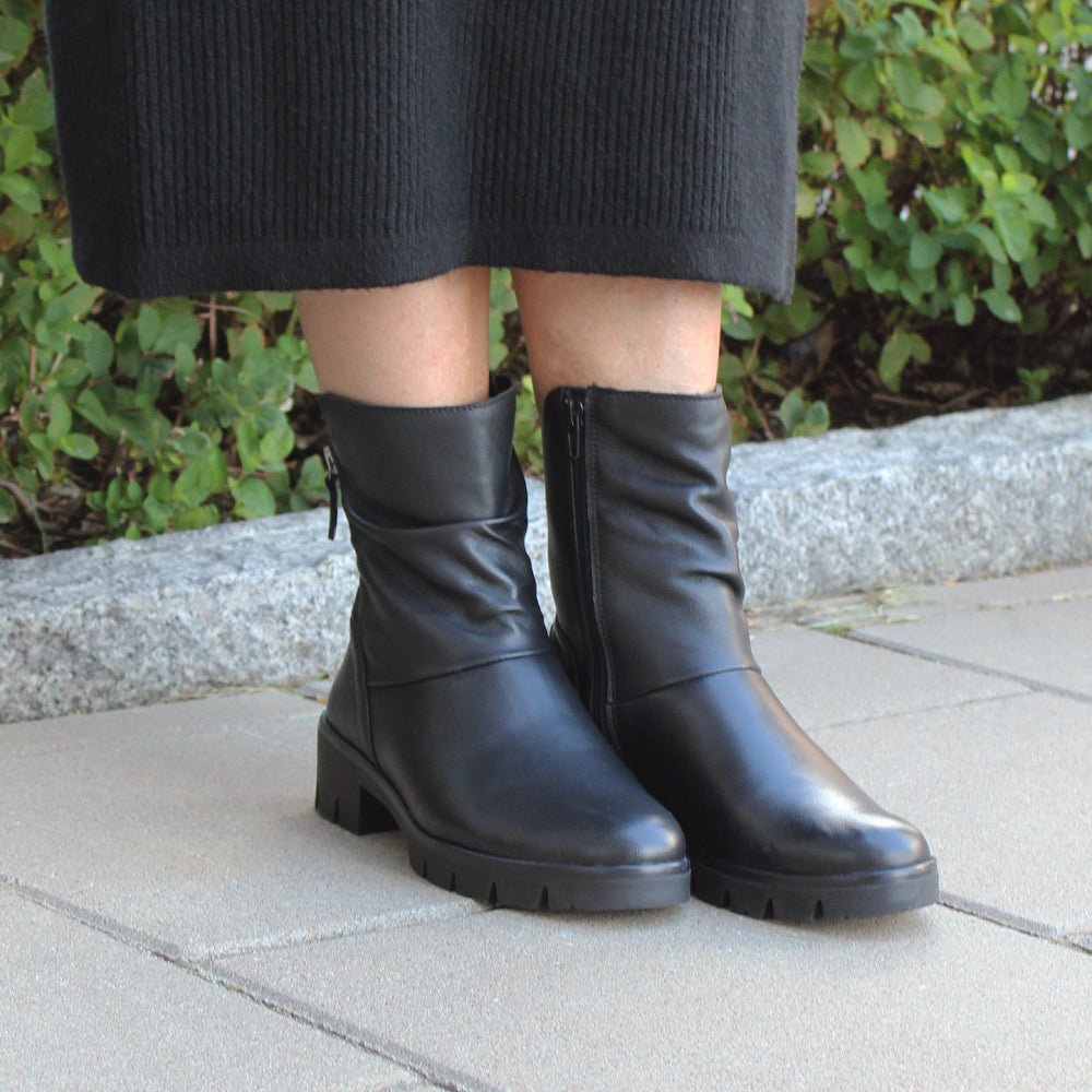 Minfot Noa Boots med Zip Stretch Læder Sort