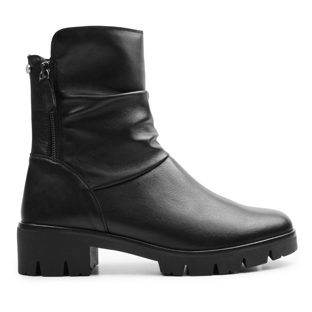 Minfot Noa Boots med Zip Stretch Læder Sort