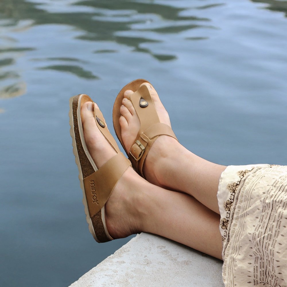 Minfot Noa Tåsandaler Llæder Primo Soft Beige