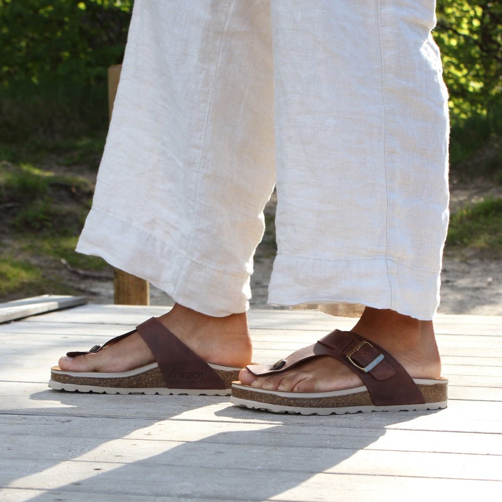 Minfot Noa Tåsandaler Læder Primo Soft Mørkebrun