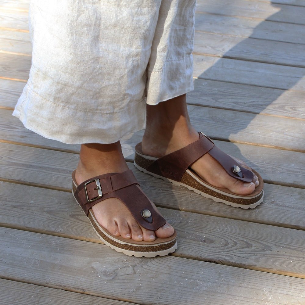 Minfot Noa Tåsandaler Læder Primo Soft Mørkebrun