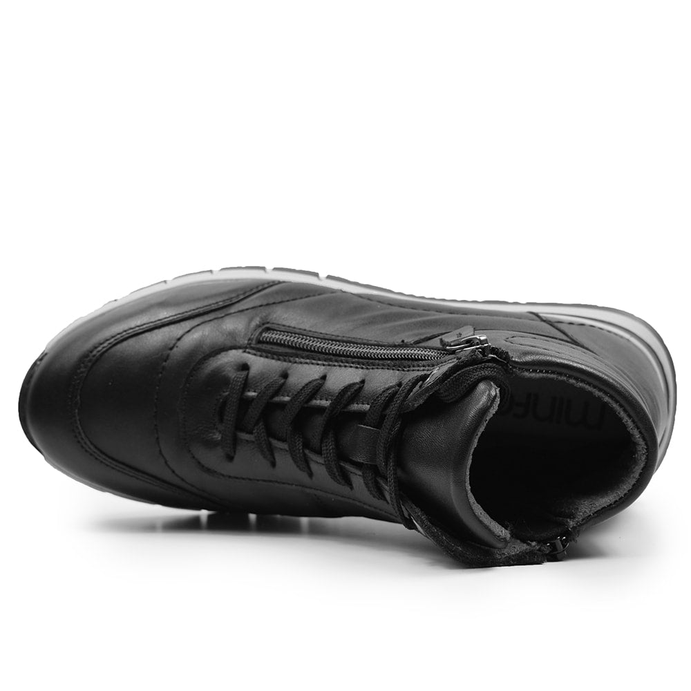 Produktbild 5 - Minfot Pim Høj Sneaker Bred Læder Sort