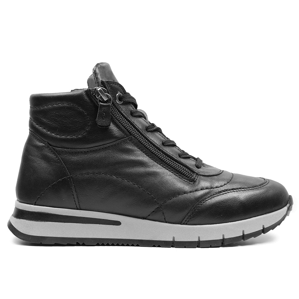 Minfot Pim Høj Sneaker Bred Læder Sort