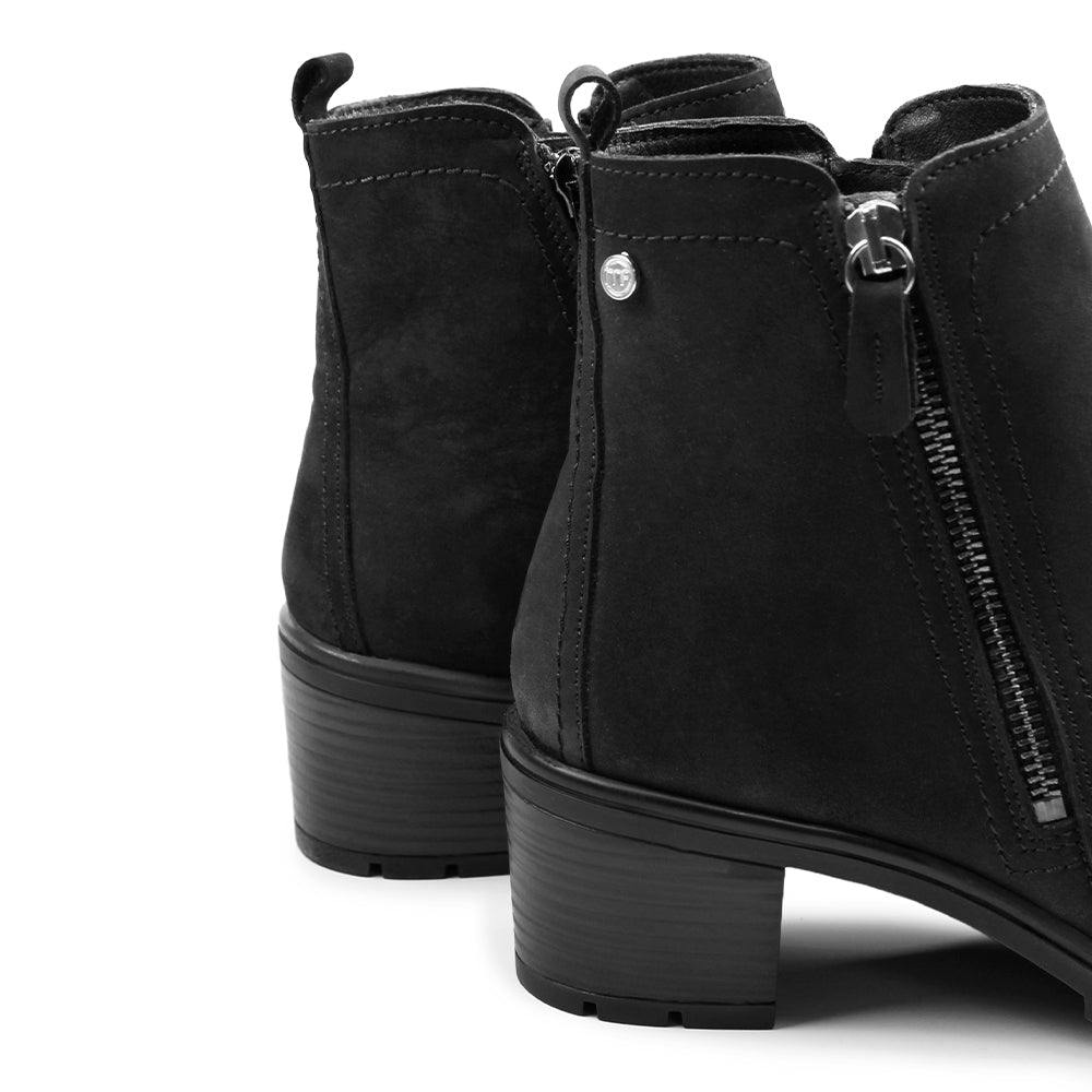 Produktbild 11 - Minfot Rue støvler med hæl, dobbel lynlås, nubuck, sort.