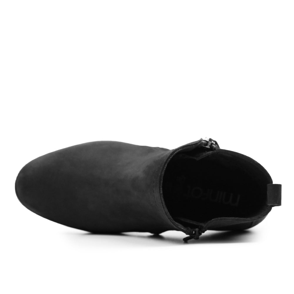 Minfot Rue Boots med klack Dame Dubbelzip Nubuck Sort