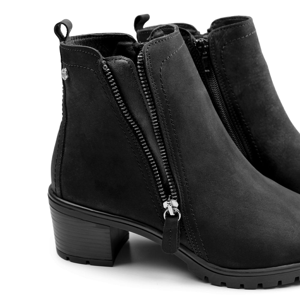 Produktbild 8 - Minfot Rue støvler med hæl, dobbel lynlås, nubuck, sort.