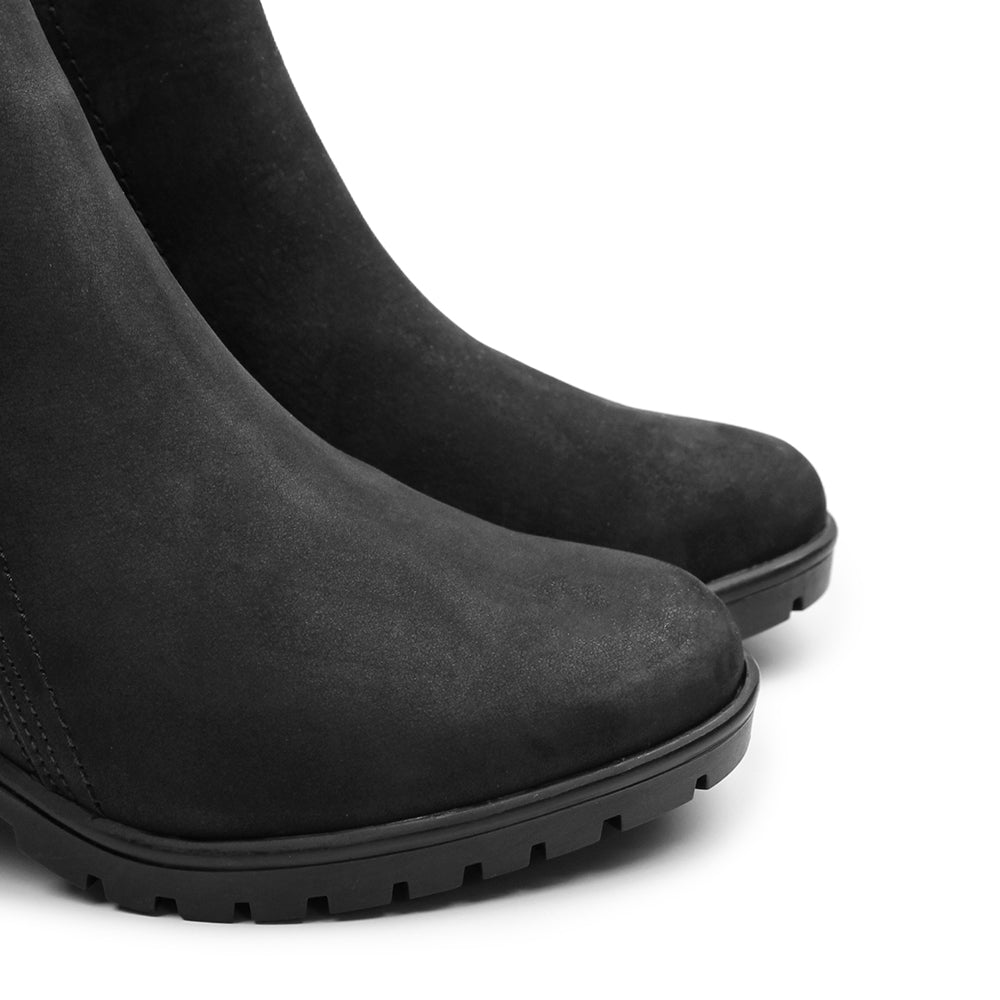 Produktbild 9 - Minfot Rue støvler med hæl, dobbel lynlås, nubuck, sort.