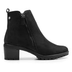 Minfot Rue Boots med klack Dame Dubbelzip Nubuck Sort