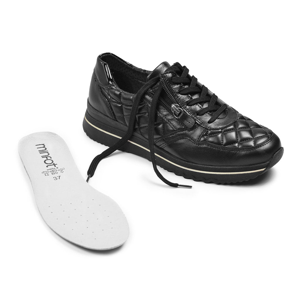 Produktbild 7 - Minfot Rut Sneaker Bred Læder Sort