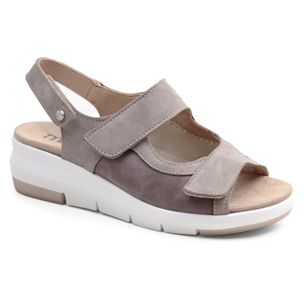 Minfot Sandal Komfort Bea Hælrem Stretch Ruskind Beige