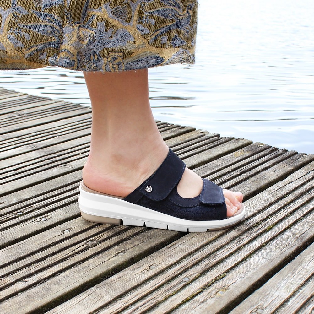 Minfot Sandal Komfort Bea Stretch Nubuck Navy