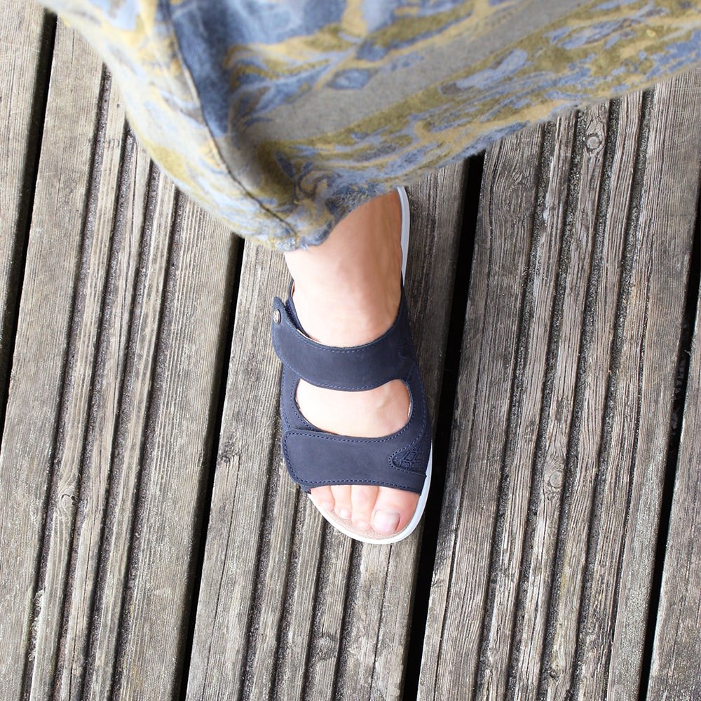 Minfot Sandal Komfort Bea Stretch Nubuck Navy