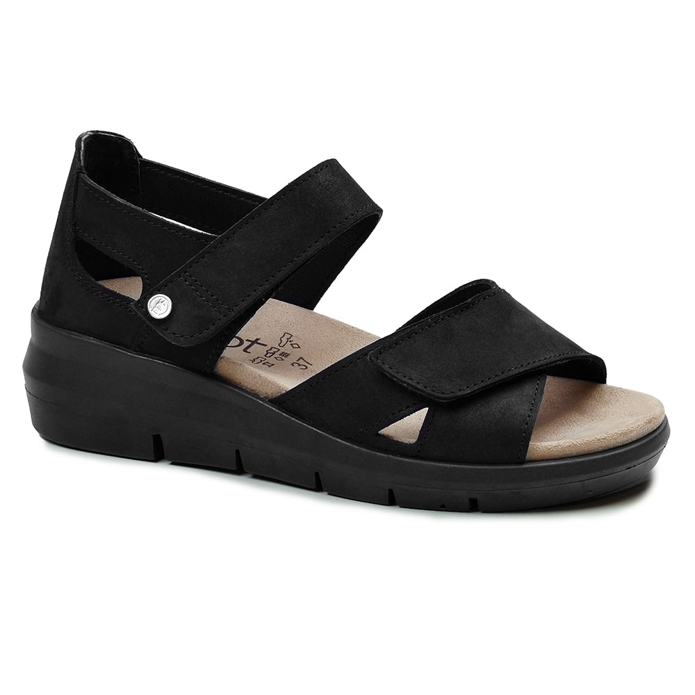 Minfot Sandal Komfort Mia med hælkappe, sort nubuck