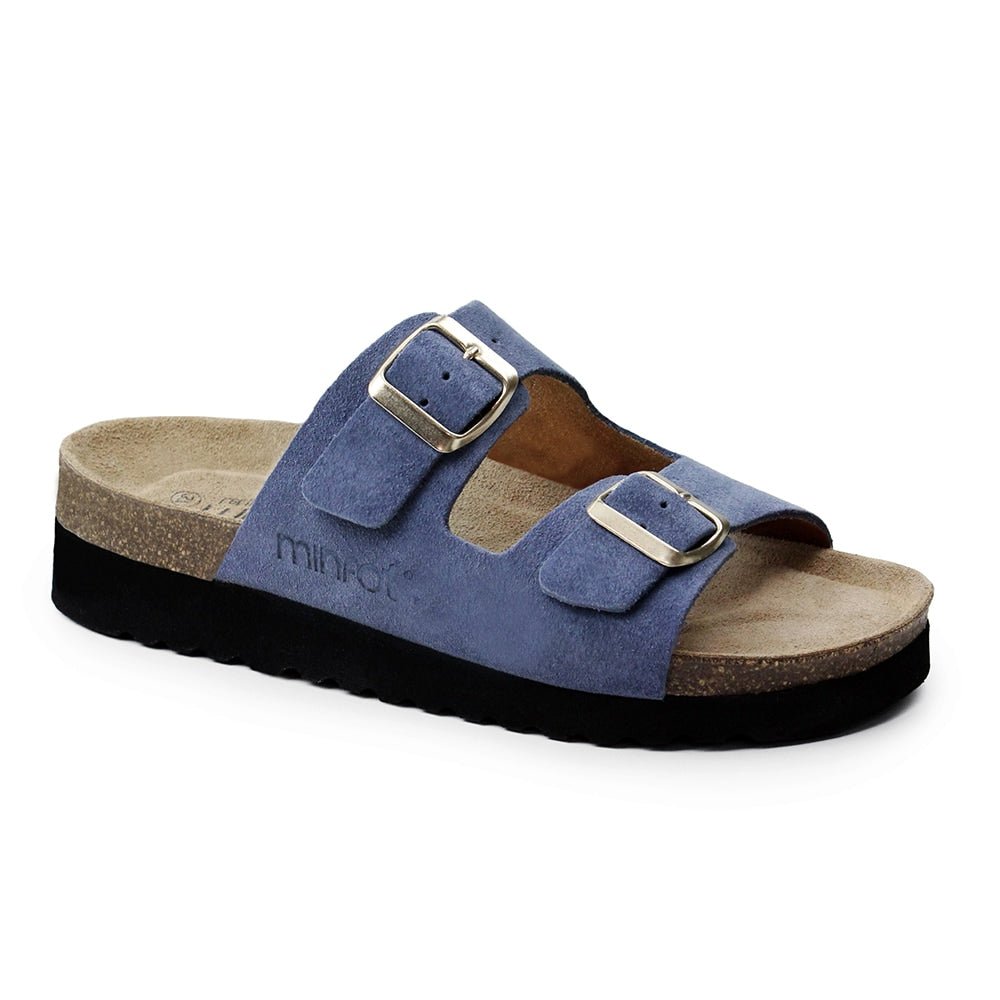 Minfot Moa Sandaler Dame Blød Bio Ruskind Indigoblå