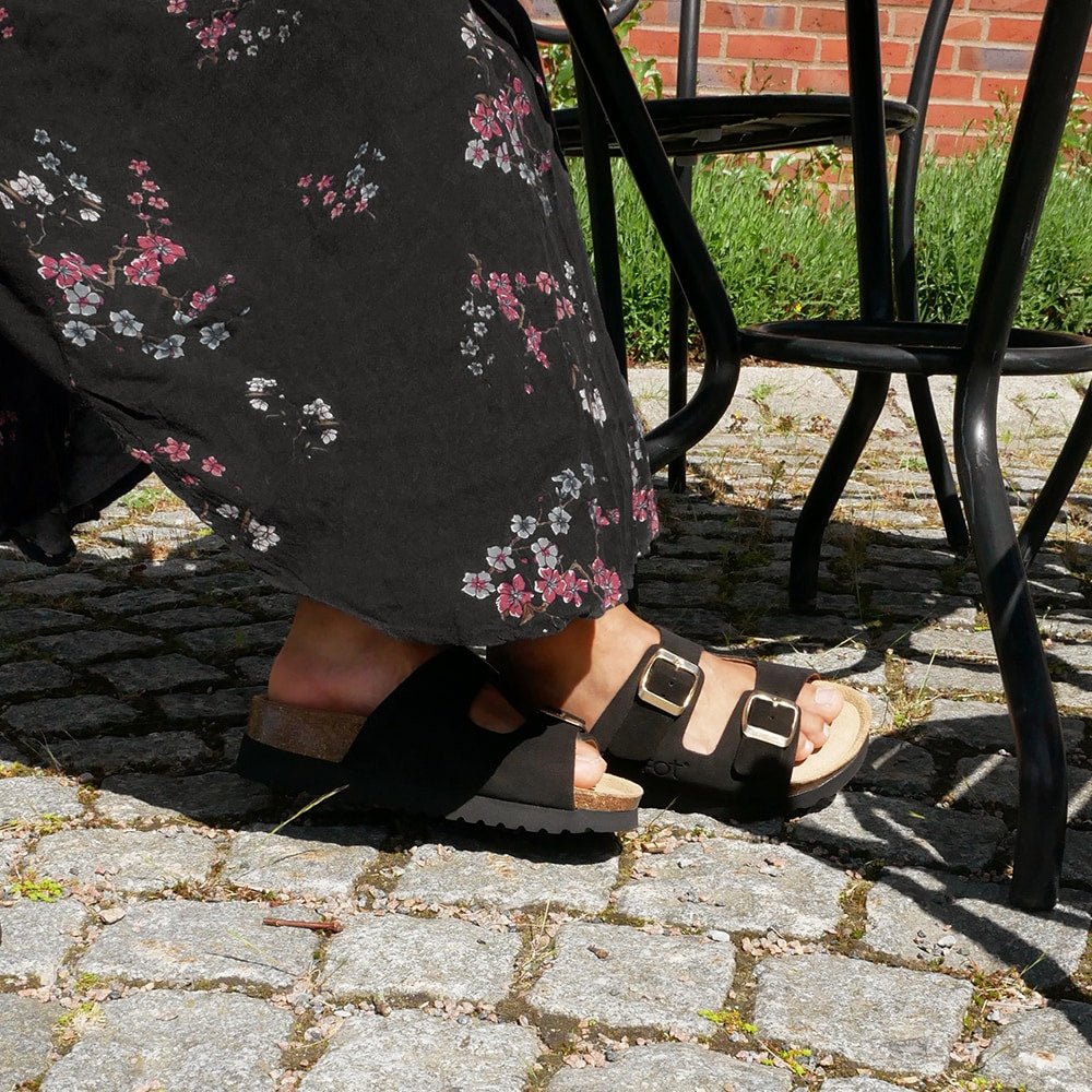 Minfot Moa Sandaler Dame Blød Bio Ruskind Nero