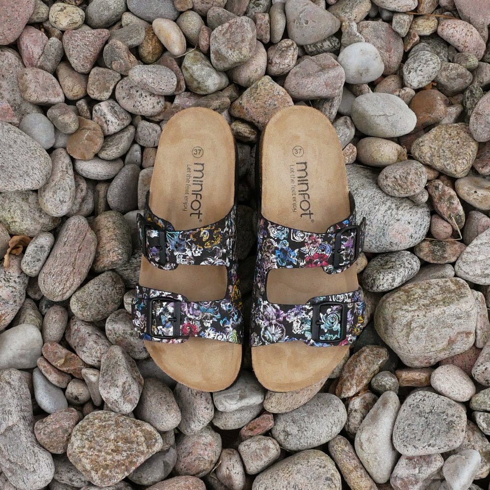 Minfot Sandaler Blød Bio Tropical Flowers Sort