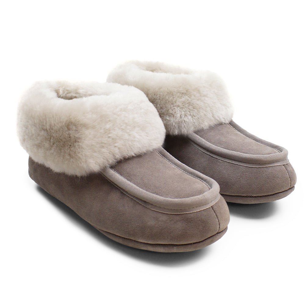Minfot Fåreskindstøfler Sunne Taupe Ruskind