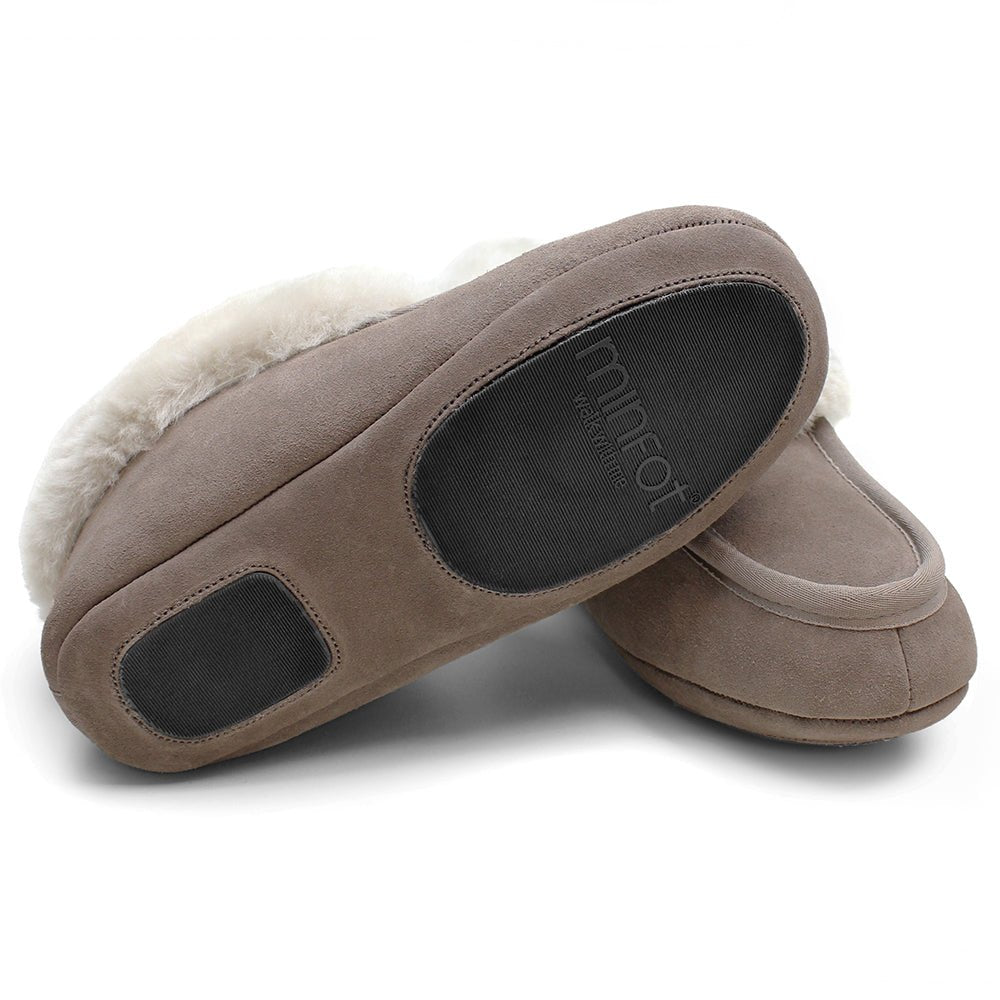 Minfot Fåreskinds Hjemmesko Hemse med såle Taupe