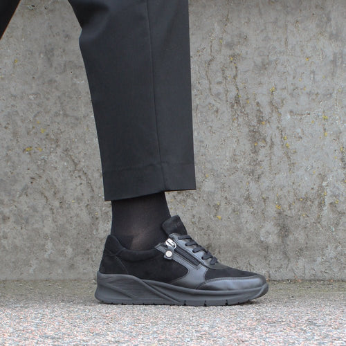 Minfot Vei Sneaker Stretch Nubuck Sort Oxid