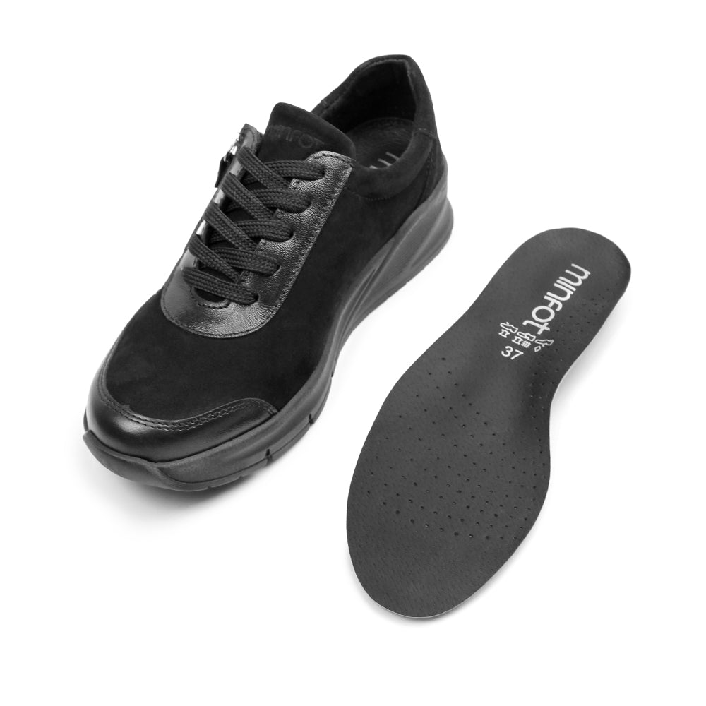 Minfot Vei Sneaker Stretch Nubuck Sort Oxid